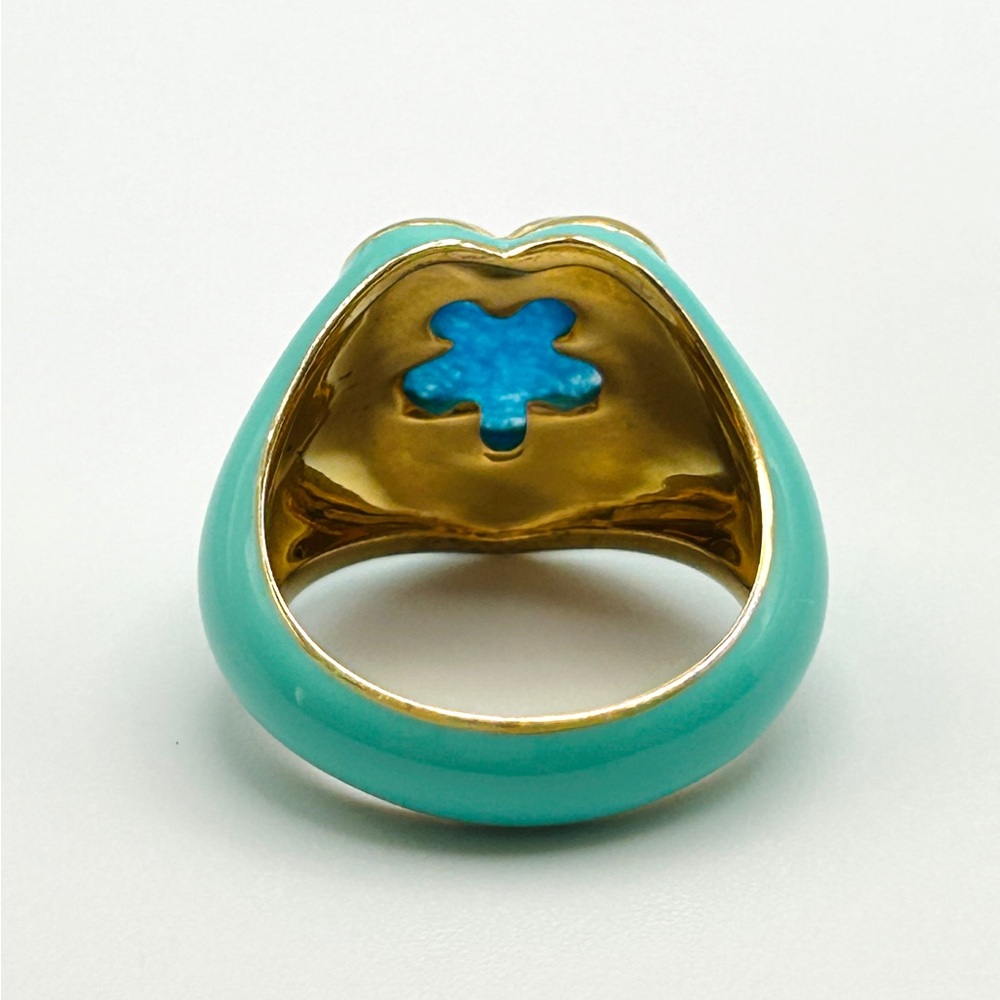 Missoma Good Vibes Large Enamel Flower Gemstone Ring Size 7.5 - Picture 6 of 15